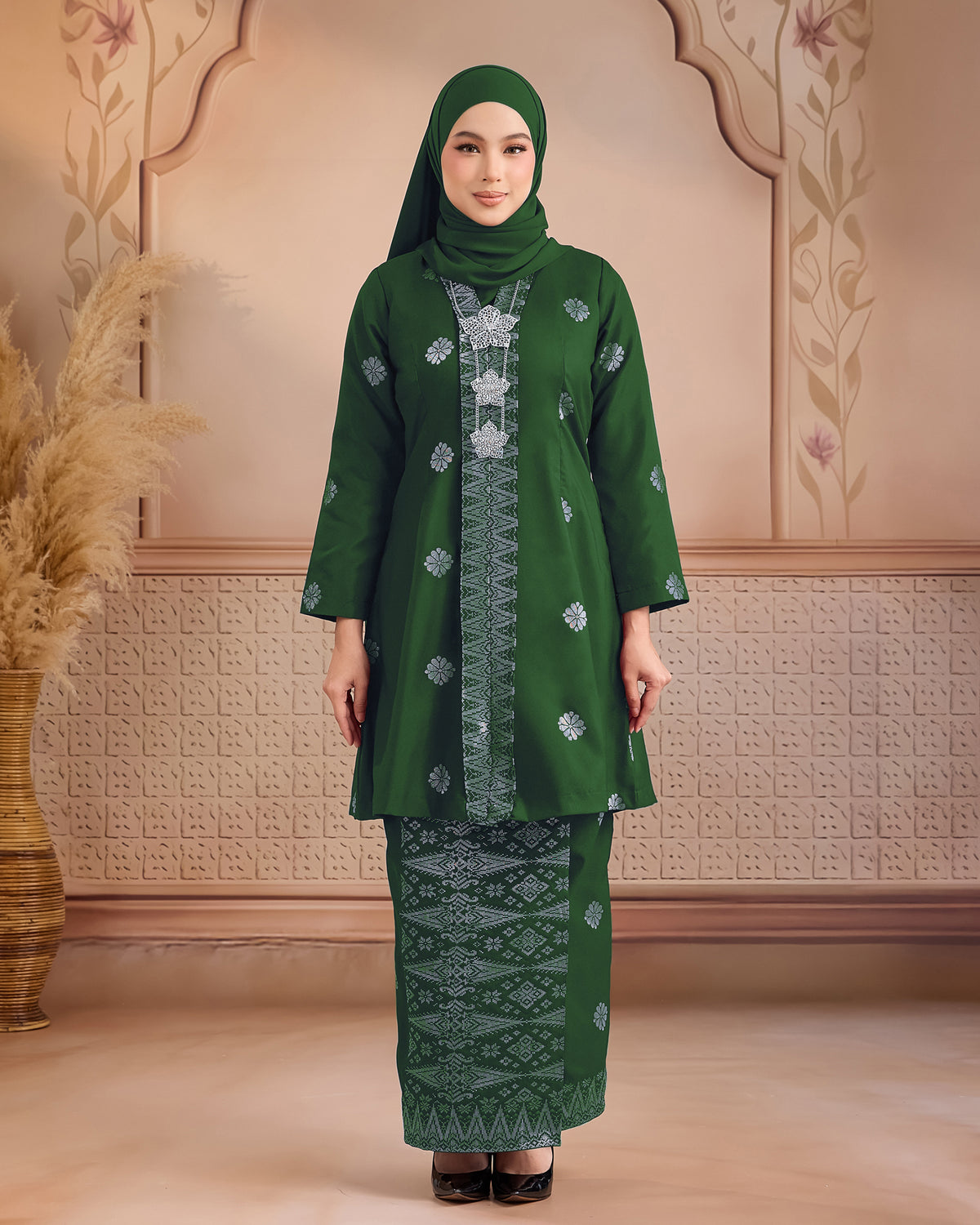 KURUNG ANGGUN (KEBAYA) | GREEN - SILVER