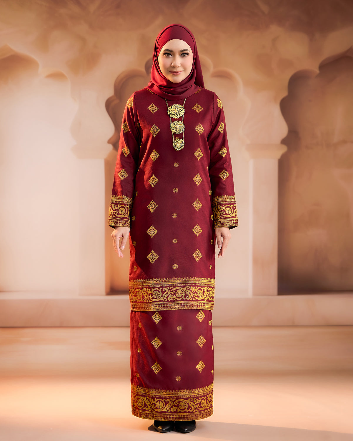 KURUNG PURNAMA (MODEN) RTW | MAROON GOLD