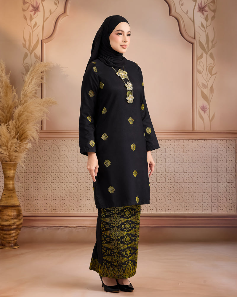KURUNG LAYLA (MODEN) | BLACK - GOLD