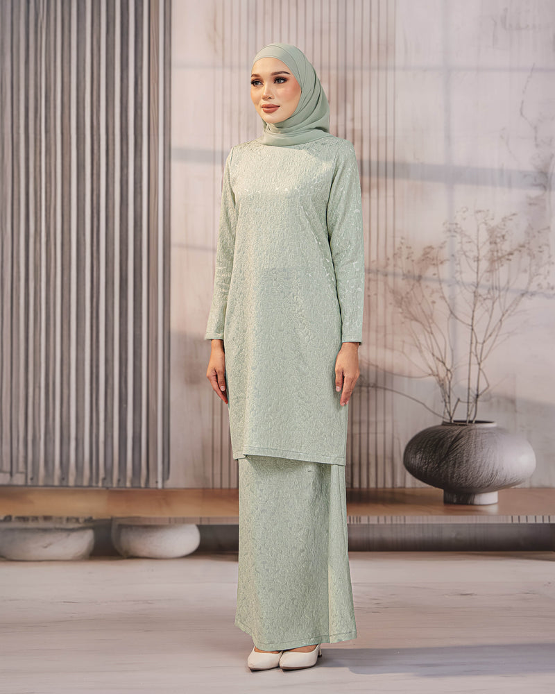 KURUNG ORKED (Moden) - Mint Green | Soft Premium Brocade
