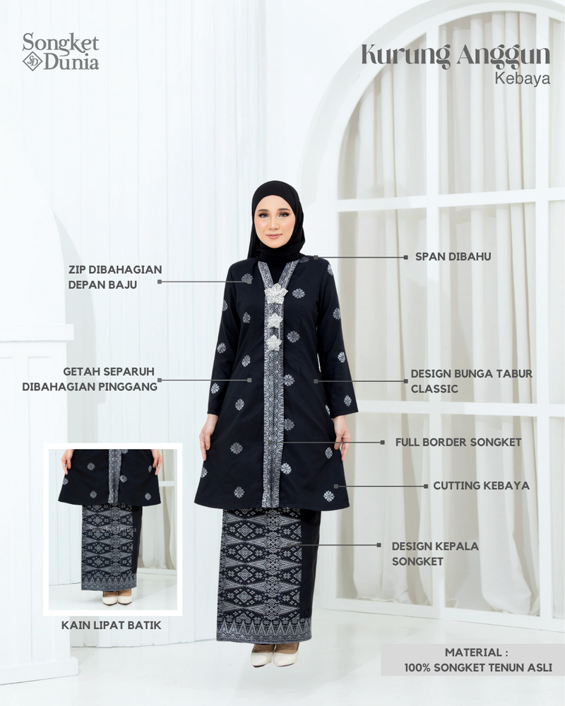 MAROON - SILVER | Kurung Anggun - Kebaya