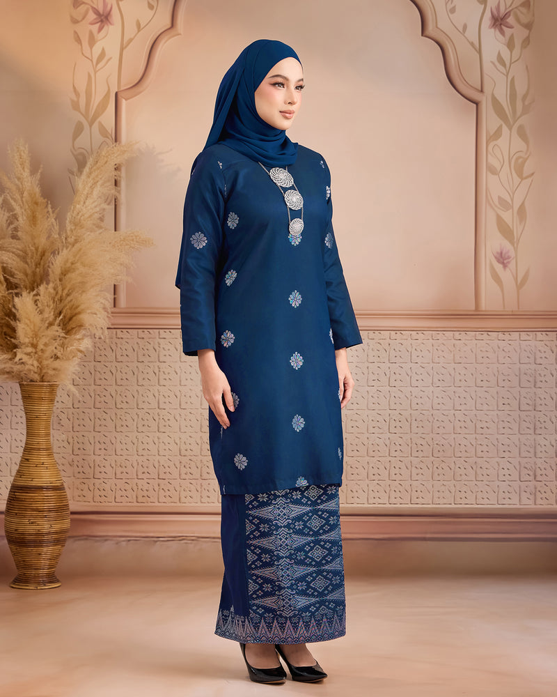 KURUNG LAYLA (MODEN) | TEAL BLUE - SILVER
