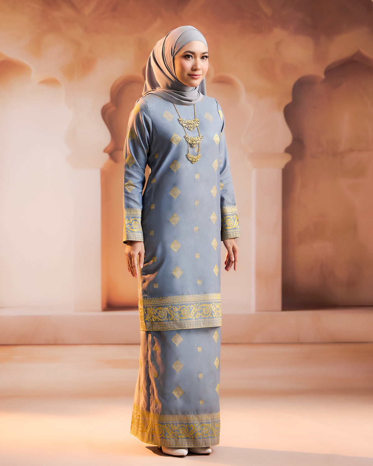 KURUNG PURNAMA (MODEN) RTW | ASH GREY GOLD