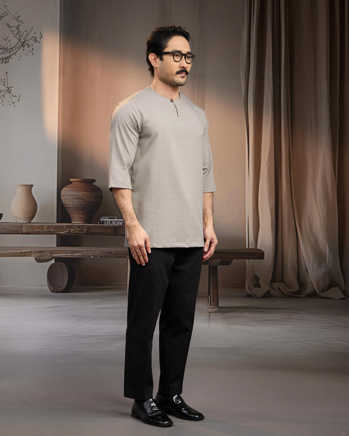 KURTA BAHARI (Checked) - GREY