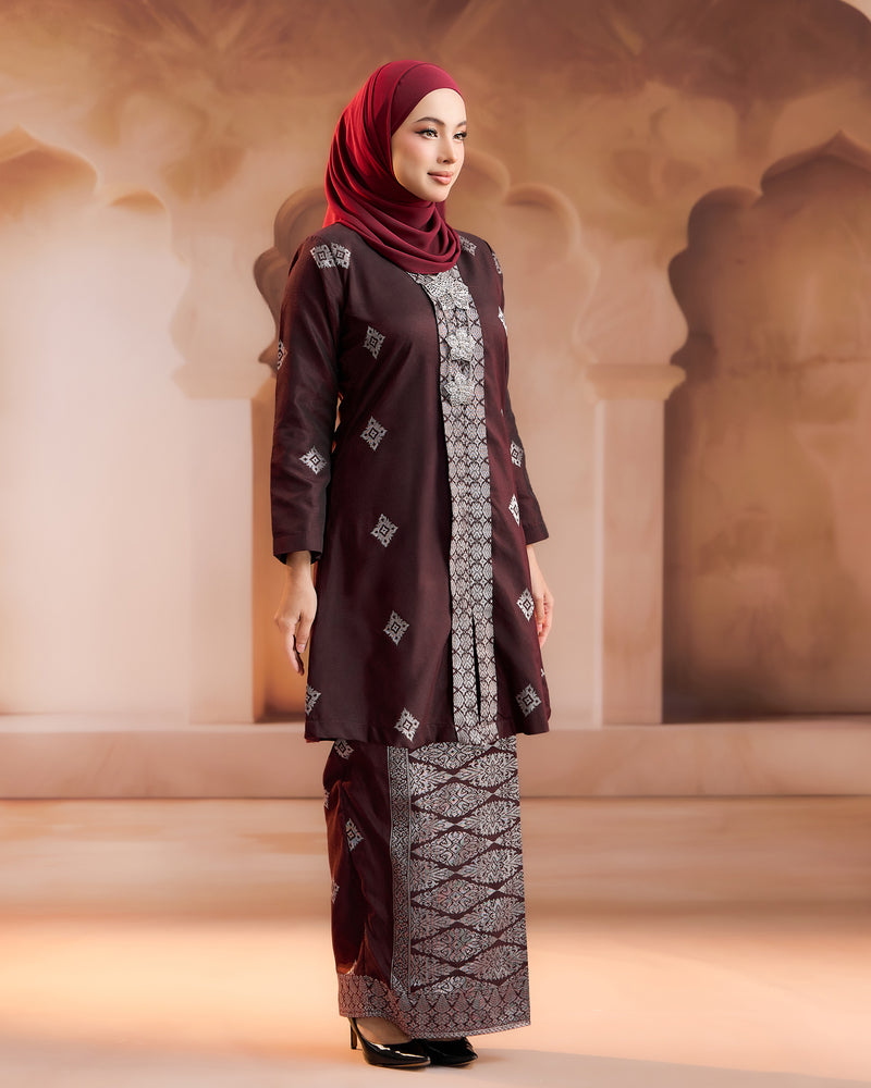 KURUNG NILAMSARI (KEBAYA) RTW | BURGUNDY SILVER