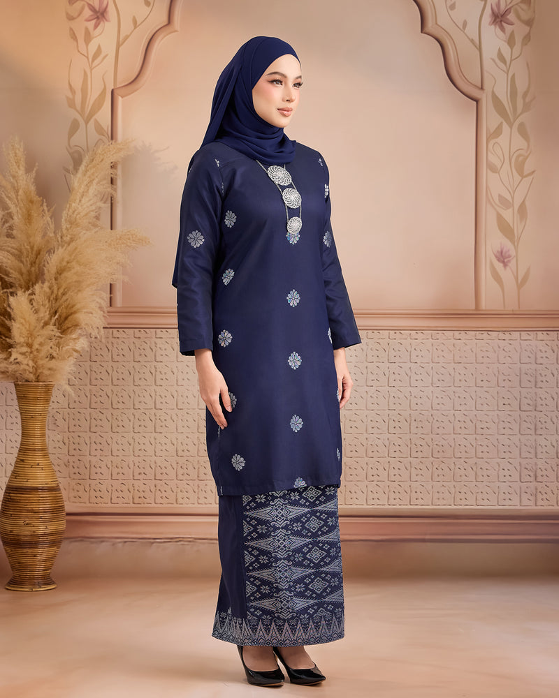 KURUNG LAYLA (MODEN) | NAVY BLUE - SILVER