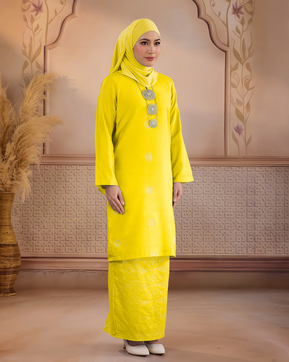 KURUNG LAYLA (MODEN) | ROYAL YELLOW - SILVER