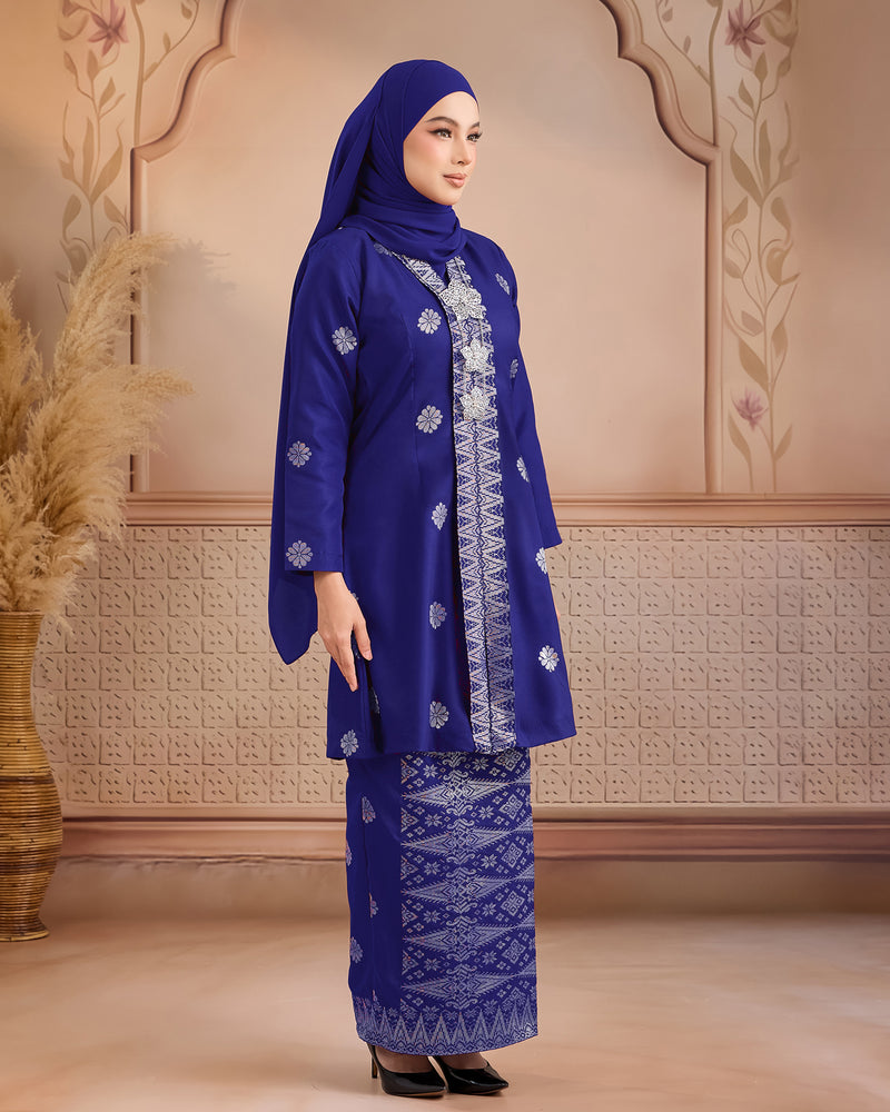KURUNG ANGGUN (KEBAYA) - ROYAL BLUE - SILVER
