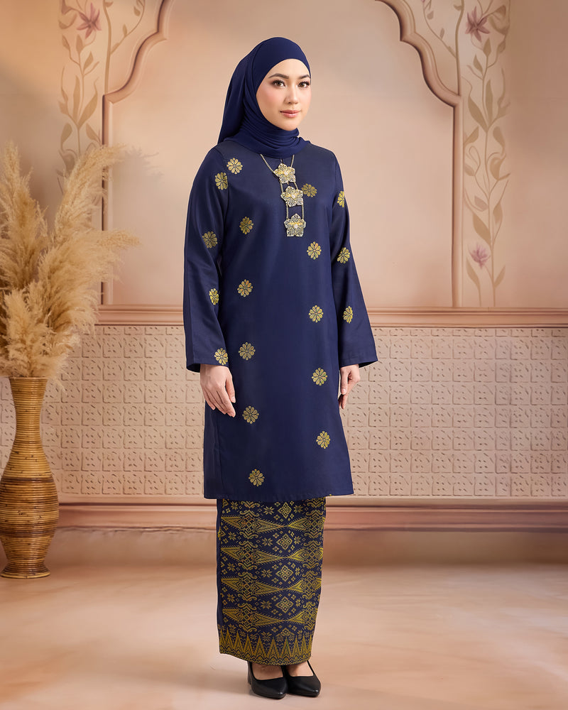 KURUNG LAYLA (MODEN) | NAVY BLUE - GOLD