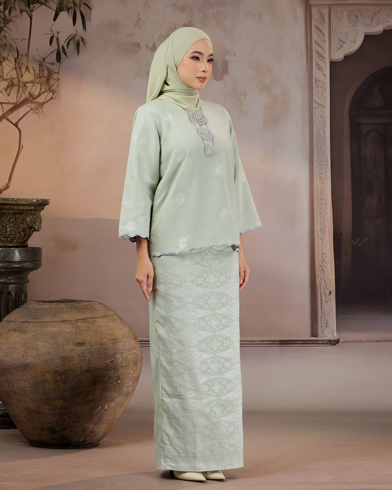 KURUNG RATNA (KEDAH SULAM) | SAGE GREEN - SILVER