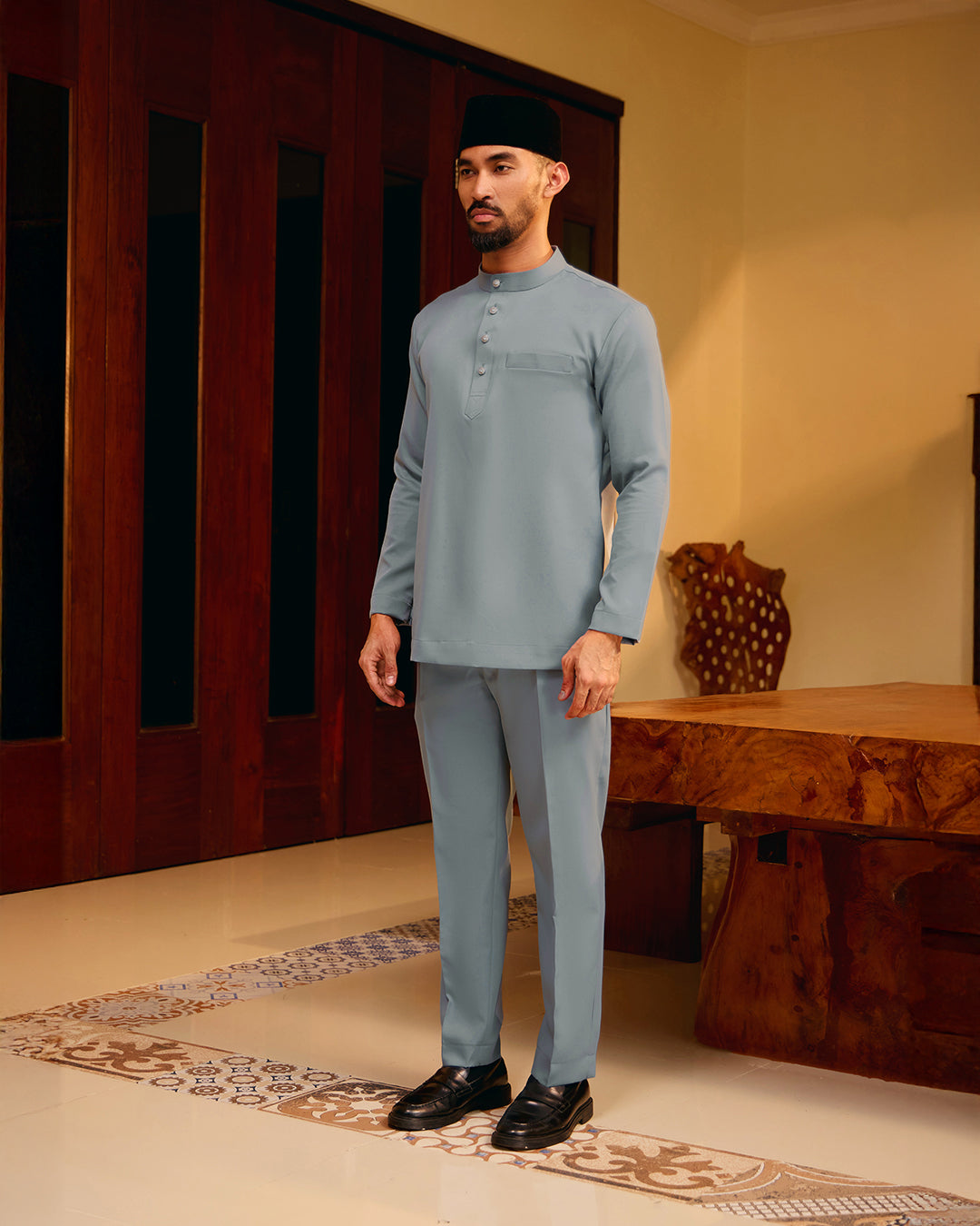 BAJU MELAYU MEGAT (CEKAK MUSANG) - ASH BLUE (Baju Melayu ONLY)