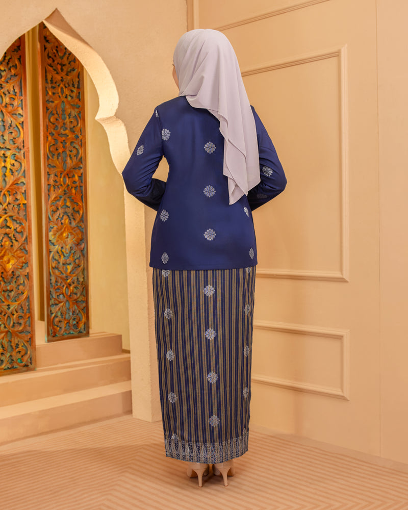 KURUNG MAHSURI (KEDAH) - Songket Jalur | Navy Blue-Champagne