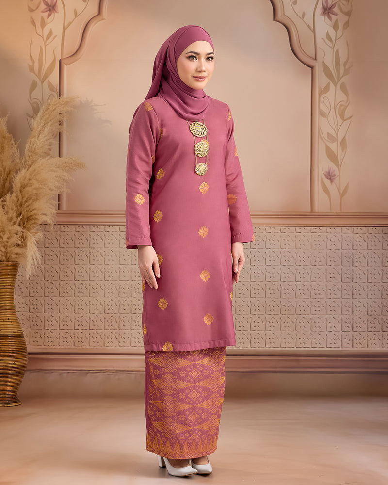 KURUNG LAYLA (MODEN) | DUSTY PINK - GOLD