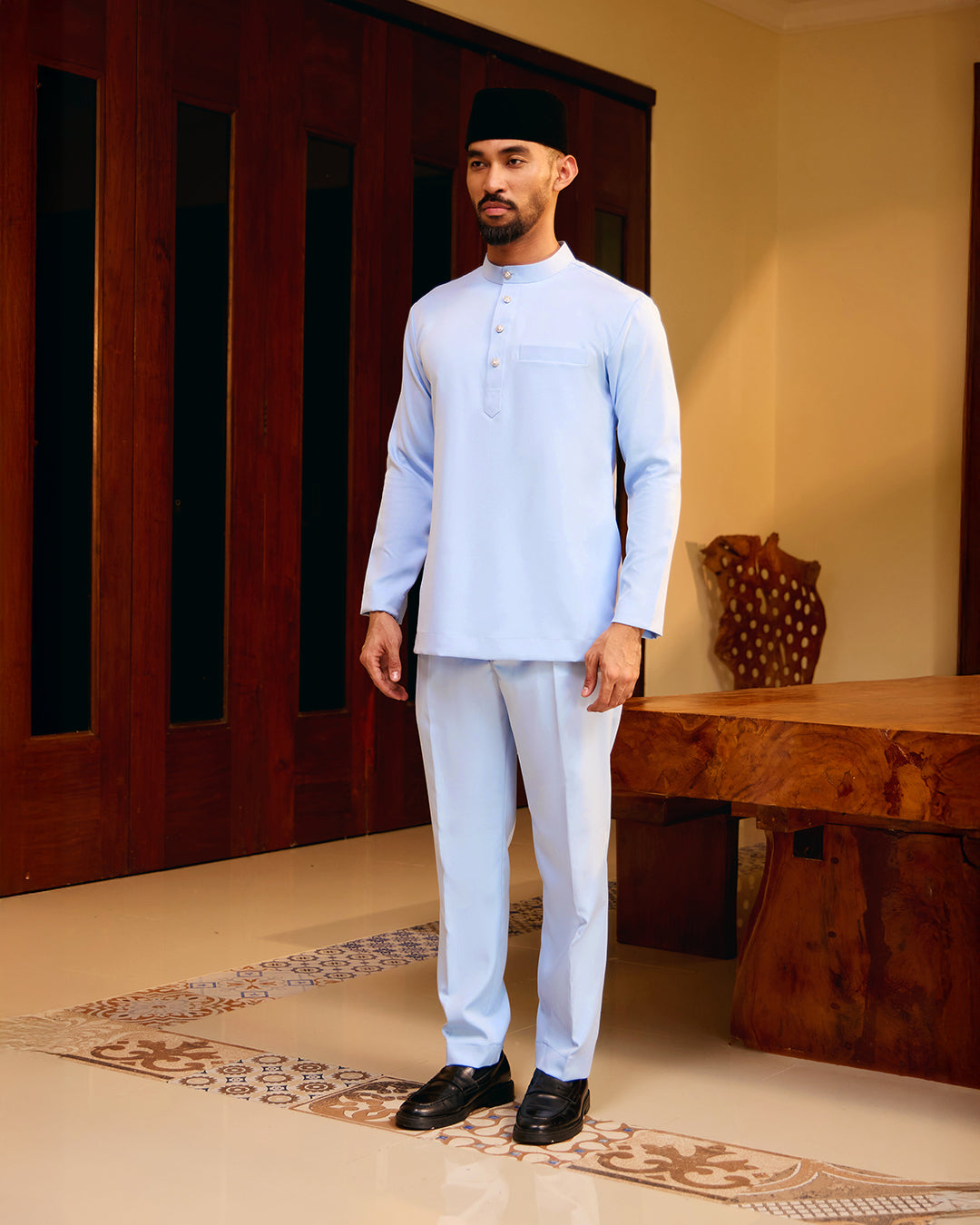 BAJU MELAYU MEGAT (CEKAK MUSANG) - BABY BLUE (Baju Melayu ONLY)