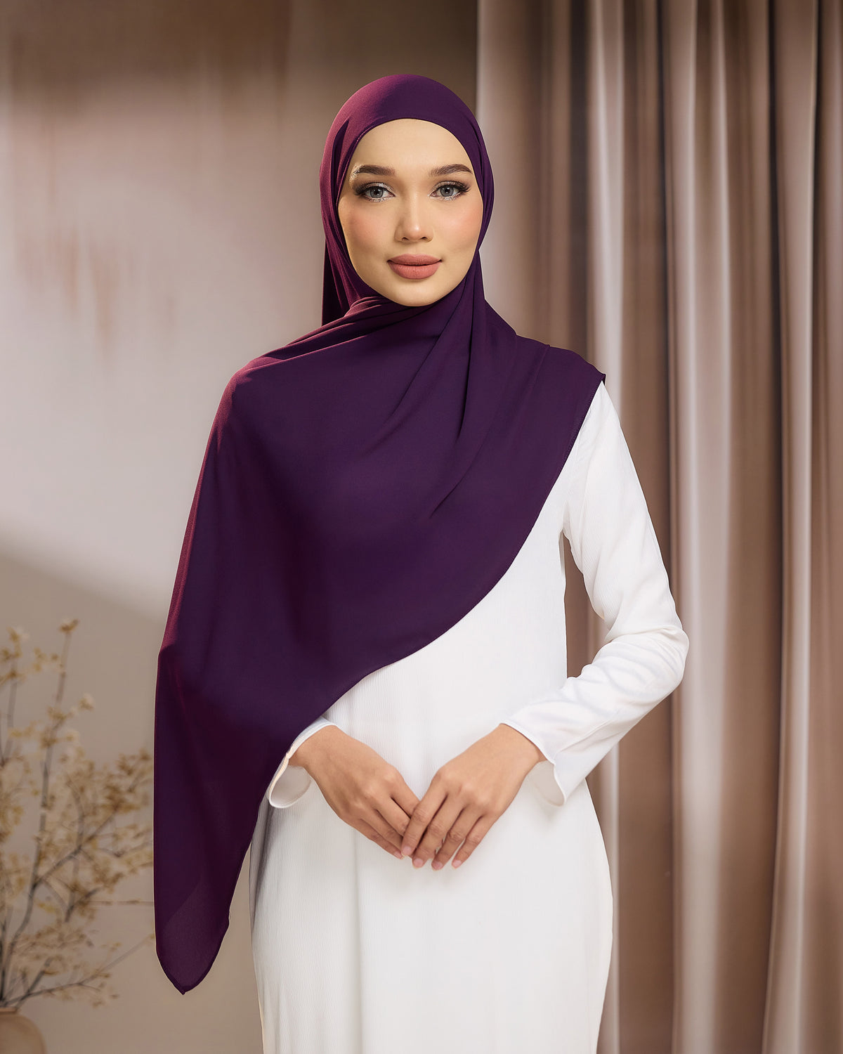 LUNA SHAWL - DARK PURPLE | FLOWY TUDUNG