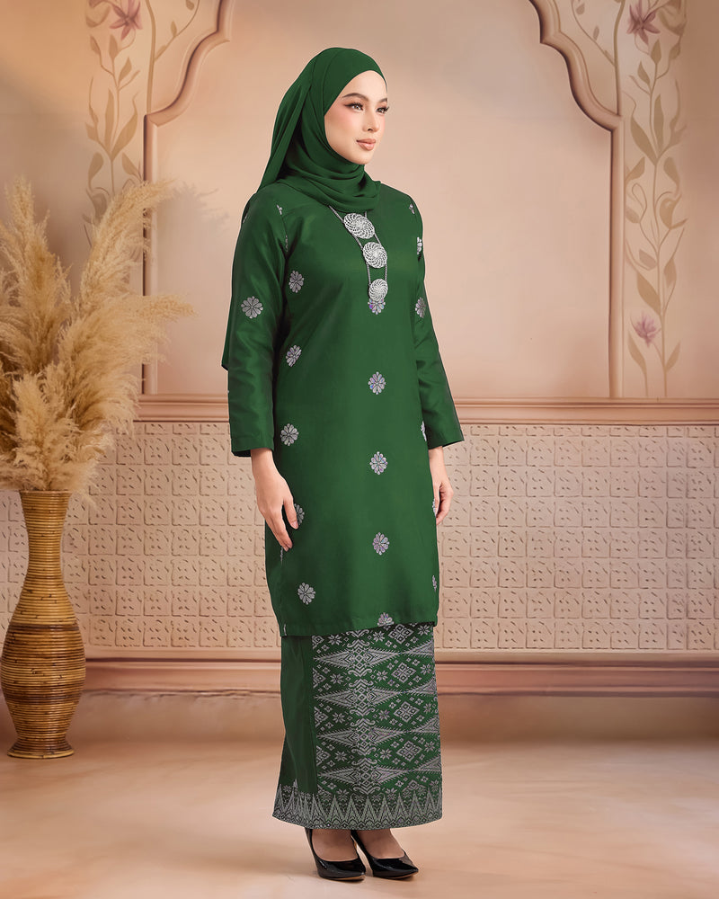KURUNG LAYLA (MODEN) | GREEN - SILVER