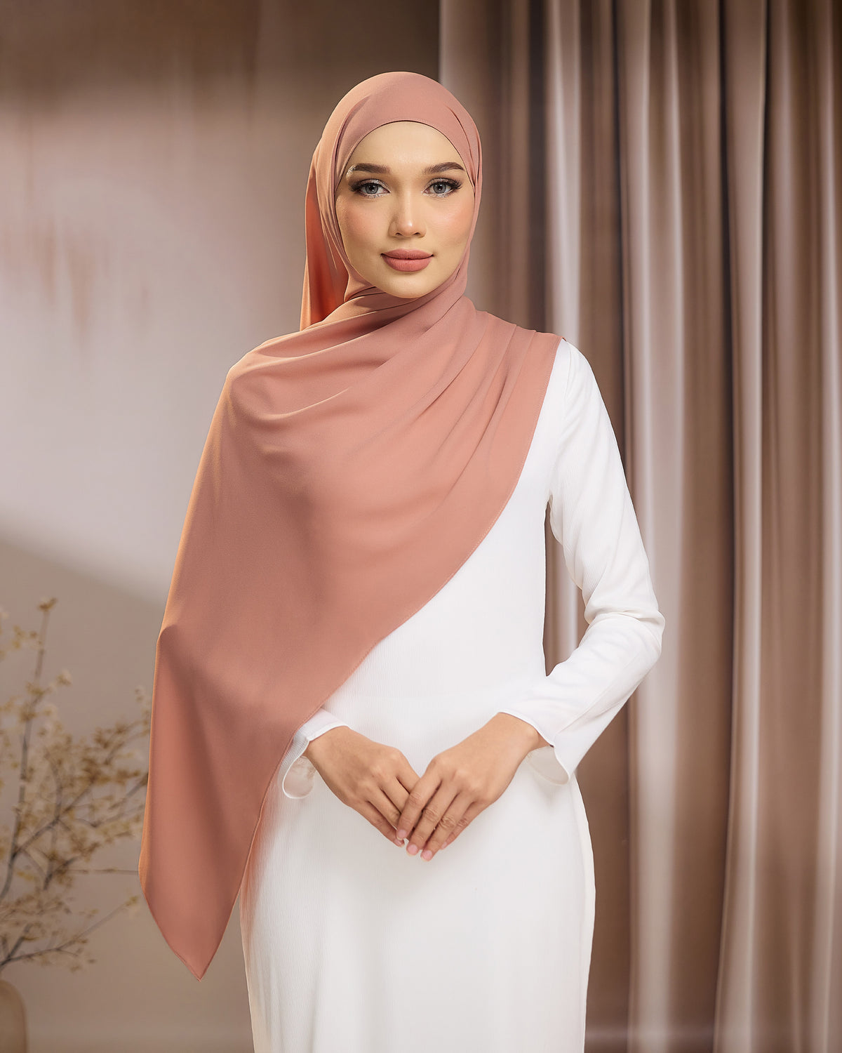 LUNA SHAWL - SALMON | FLOWY TUDUNG