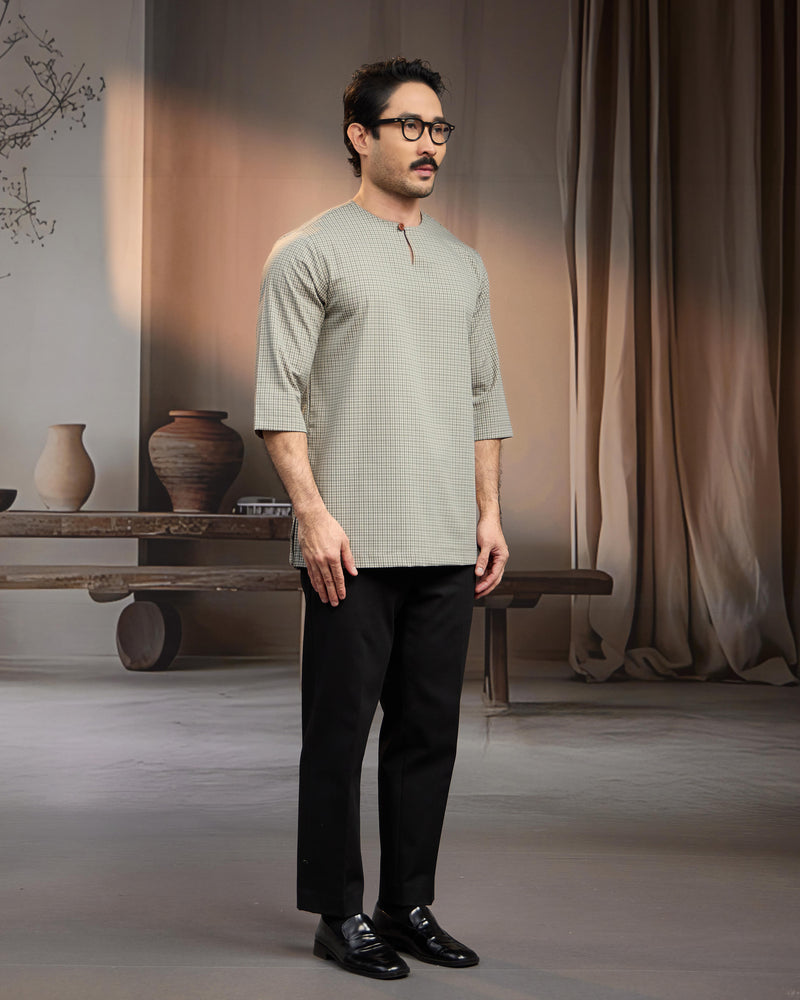 KURTA BAHARI (Checked) - OLIVE