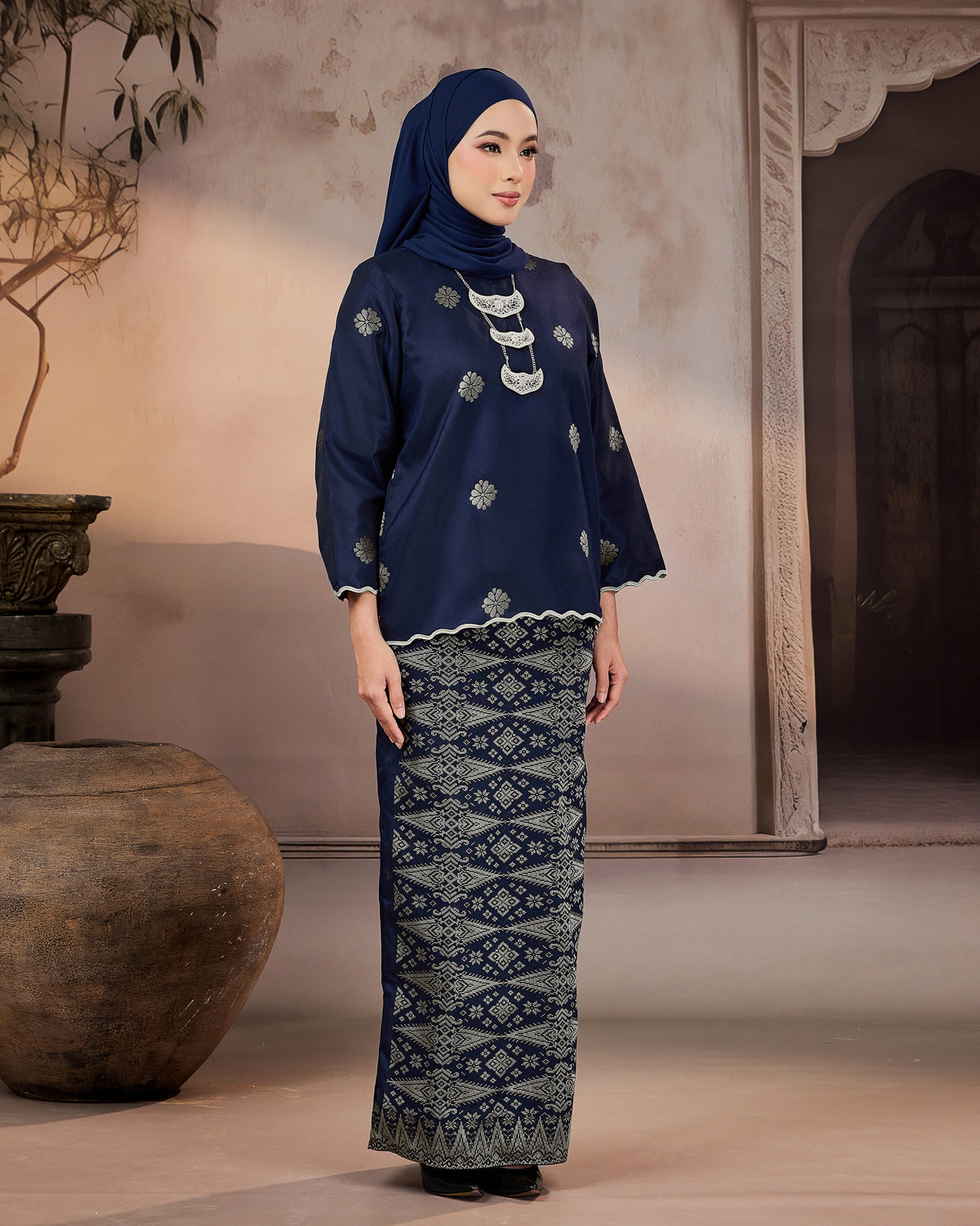 KURUNG RATNA (KEDAH SULAM) | NAVY BLUE - SILVER