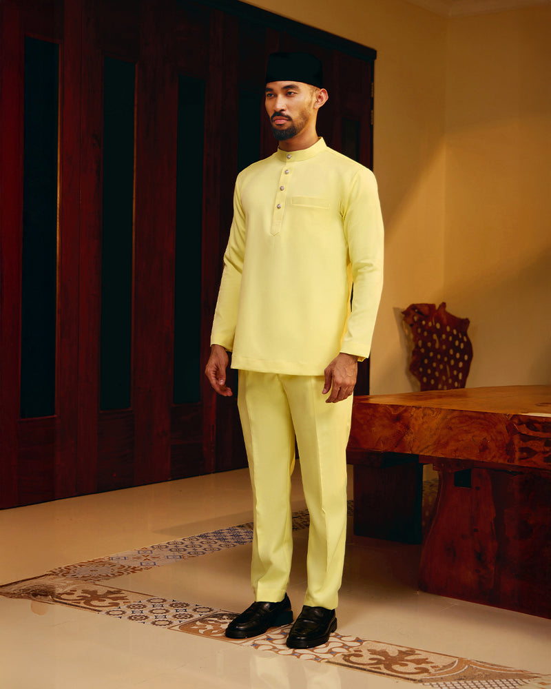 BAJU MELAYU MEGAT (CEKAK MUSANG) - SOFT YELLOW (Baju Melayu ONLY)