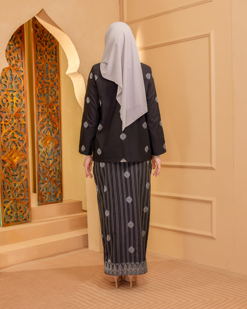 KURUNG MAHSURI (KEDAH) - Songket Jalur | Black-Grey