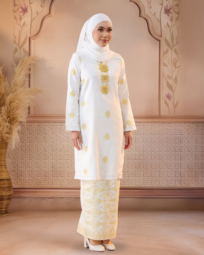 KURUNG LAYLA (MODEN) | OFF WHITE - GOLD