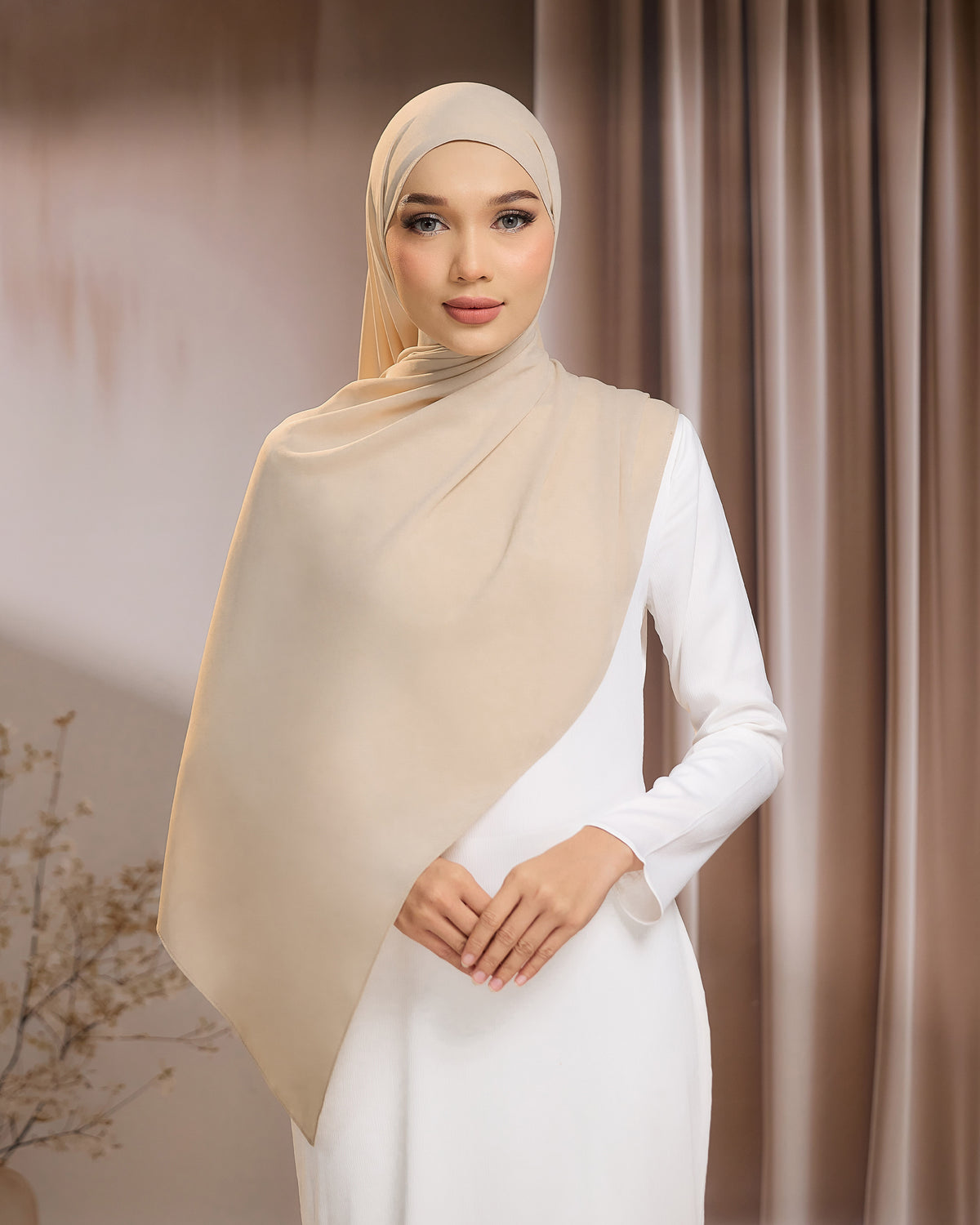 LUNA SHAWL - BEIGE | FLOWY TUDUNG