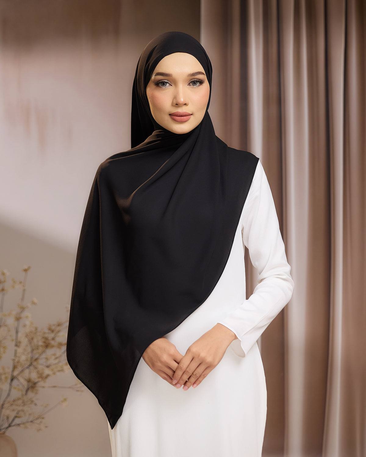 LUNA SHAWL - BLACK | FLOWY TUDUNG