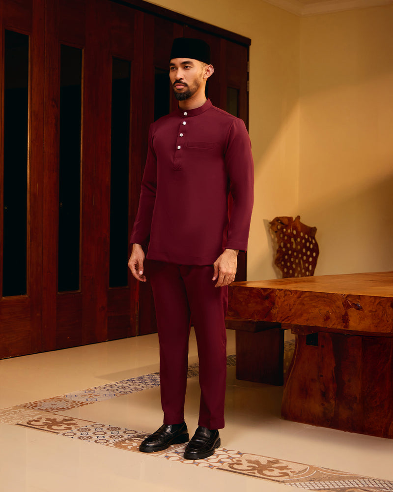BAJU MELAYU MEGAT (CEKAK MUSANG) - MAROON (Baju Melayu ONLY)