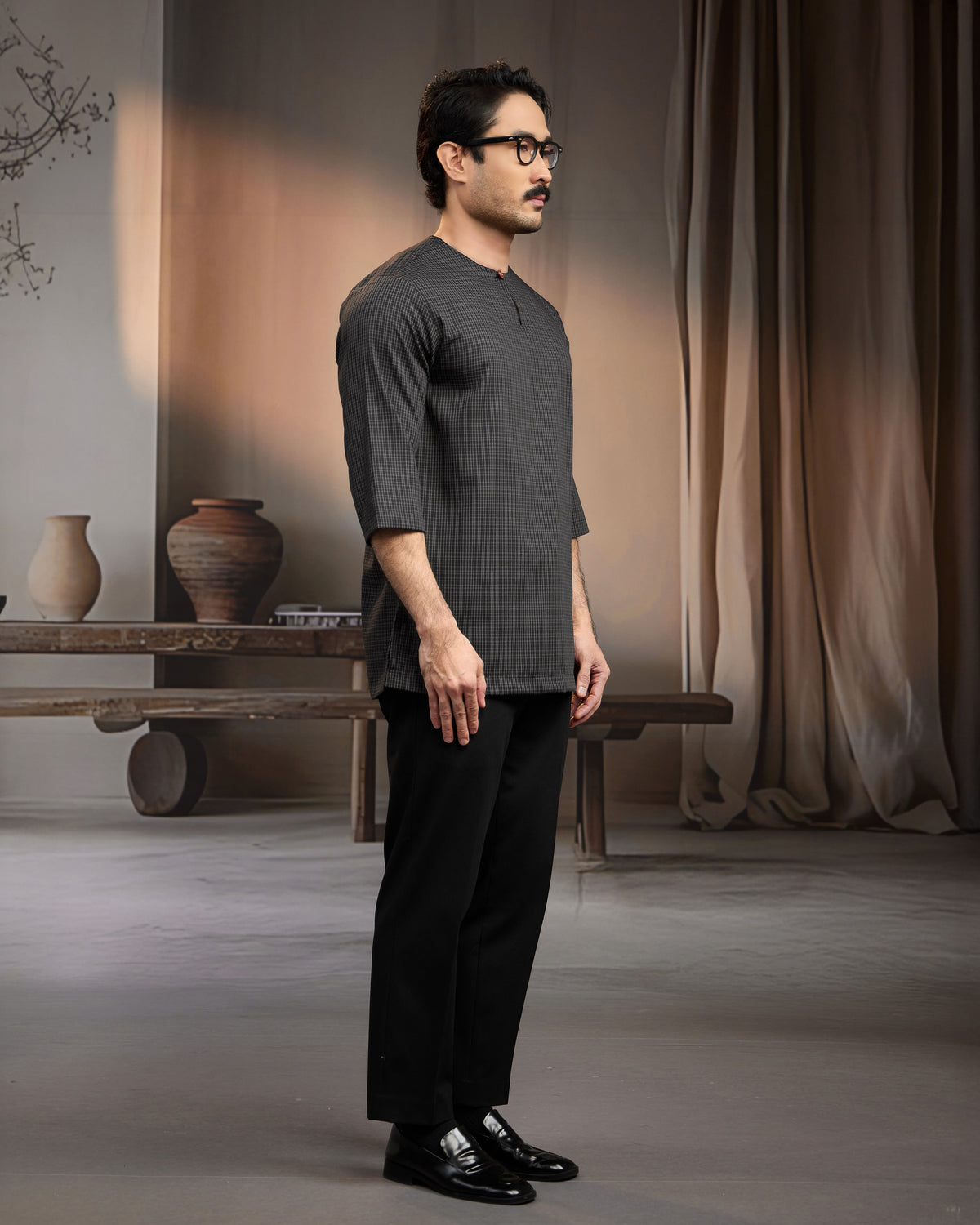 KURTA BAHARI (Checked) - BLACK