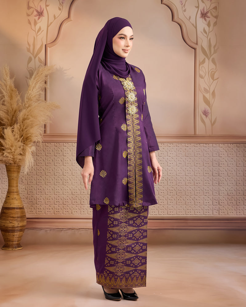 KURUNG ANGGUN (KEBAYA) | PURPLE MANGGIS - GOLD