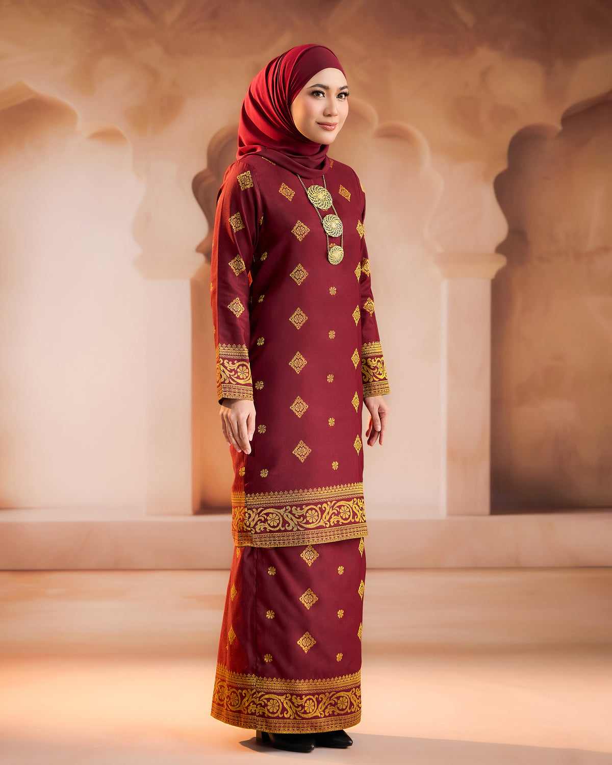KURUNG PURNAMA (MODEN) RTW | MAROON GOLD