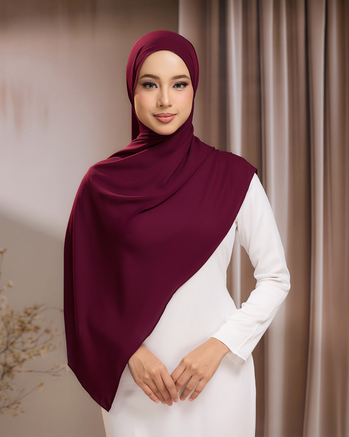 LUNA SHAWL - BURGUNDY | FLOWY TUDUNG