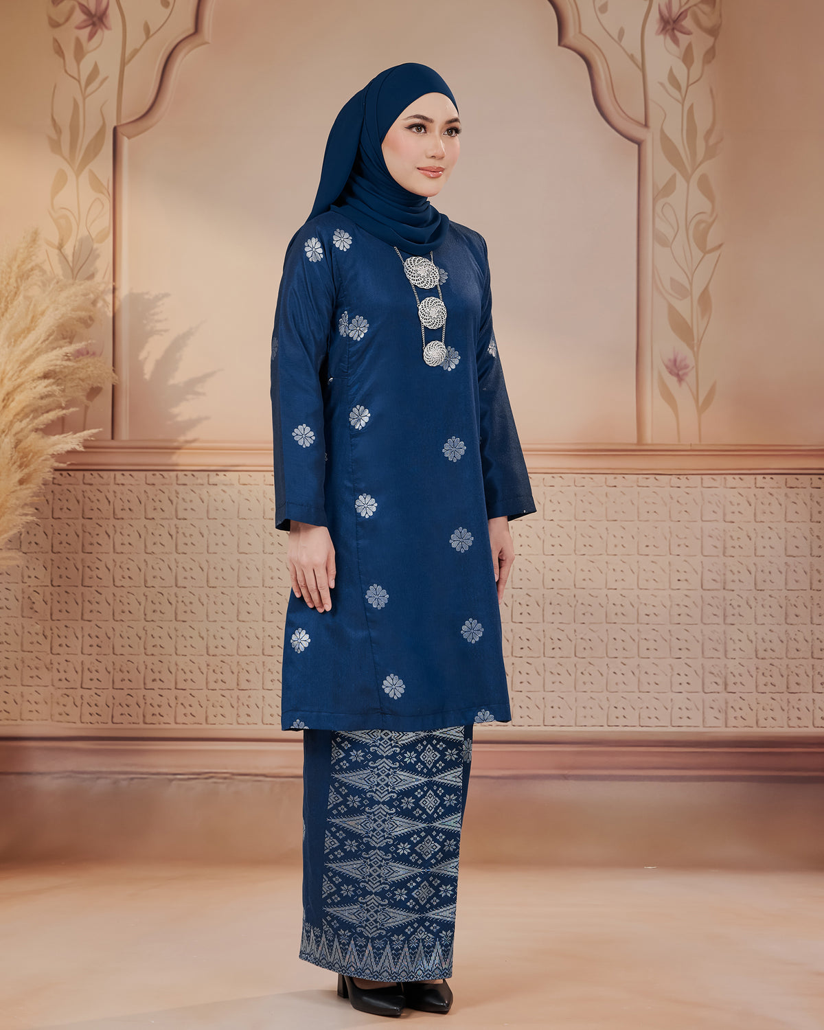 KURUNG SURAYA(PESAK GANTUNG) | TEAL BLUE - SILVER