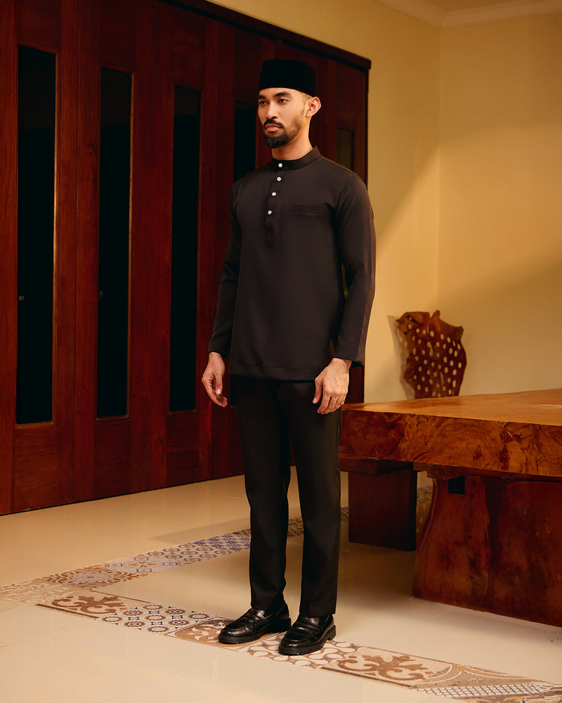 BAJU MELAYU MEGAT (CEKAK MUSANG) - BLACK (Baju Melayu ONLY)