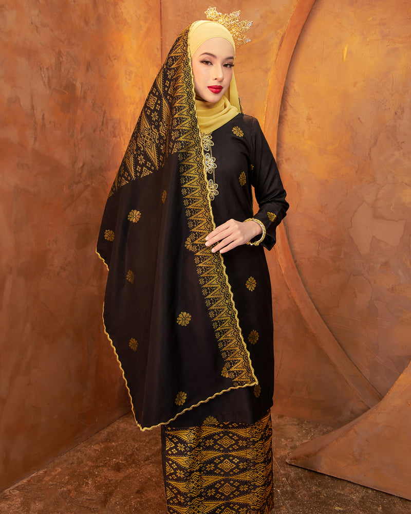 Selendang Songket | Black Gold (Thalia)