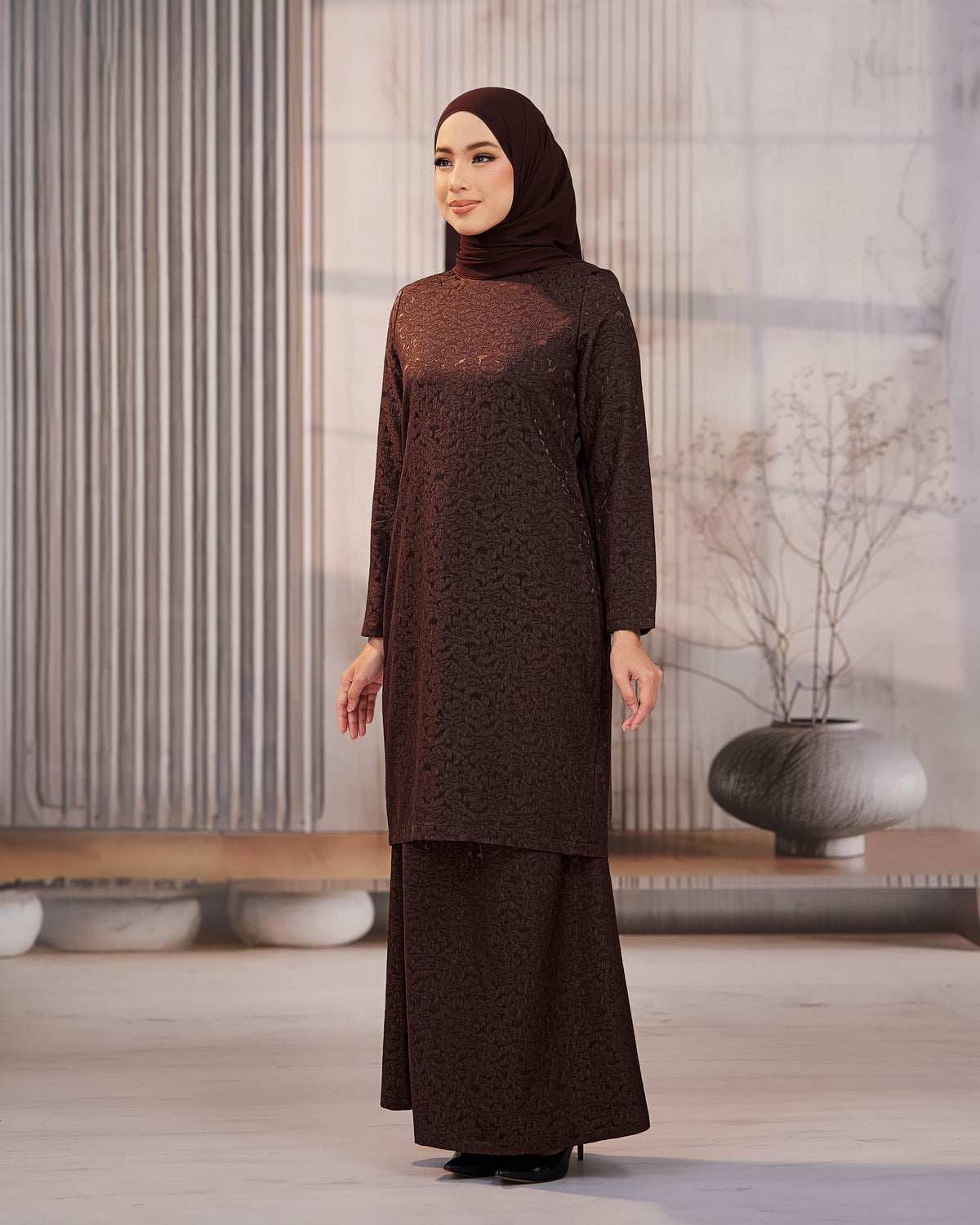 KURUNG ORKED (Moden) - Rich Brown | Soft Premium Brocade