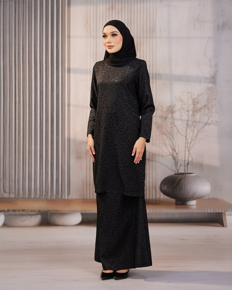 KURUNG ORKED (Moden) - Black | Soft Premium Brocade