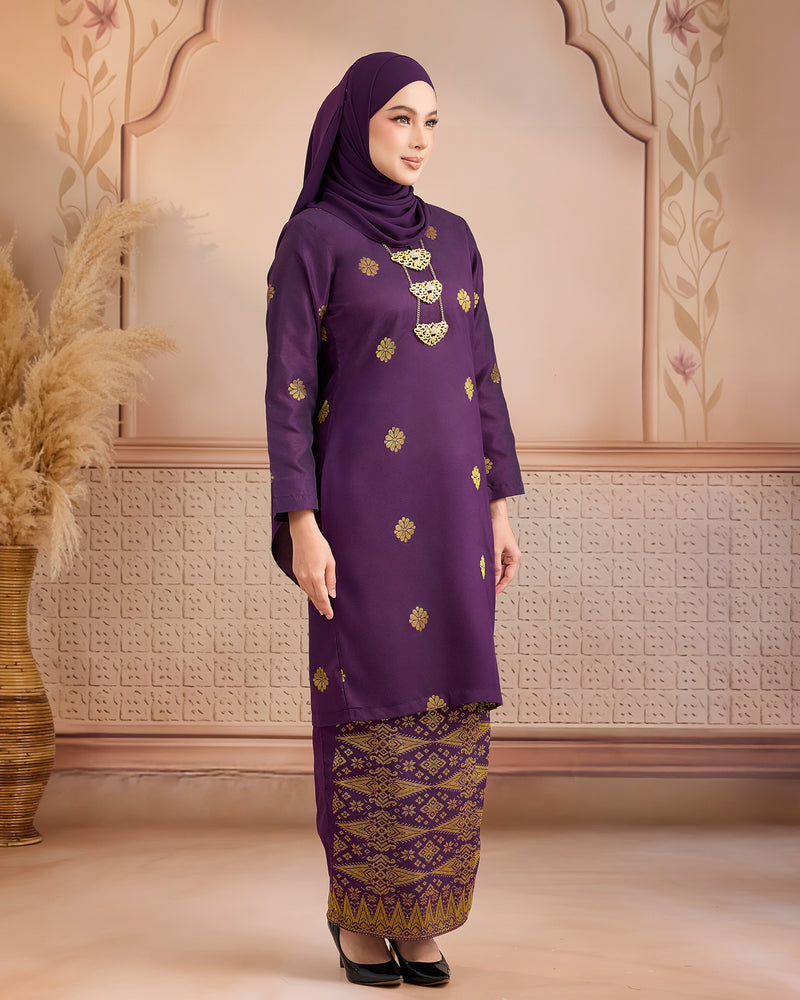 KURUNG LAYLA (MODEN) | PURPLE MANGGIS - GOLD
