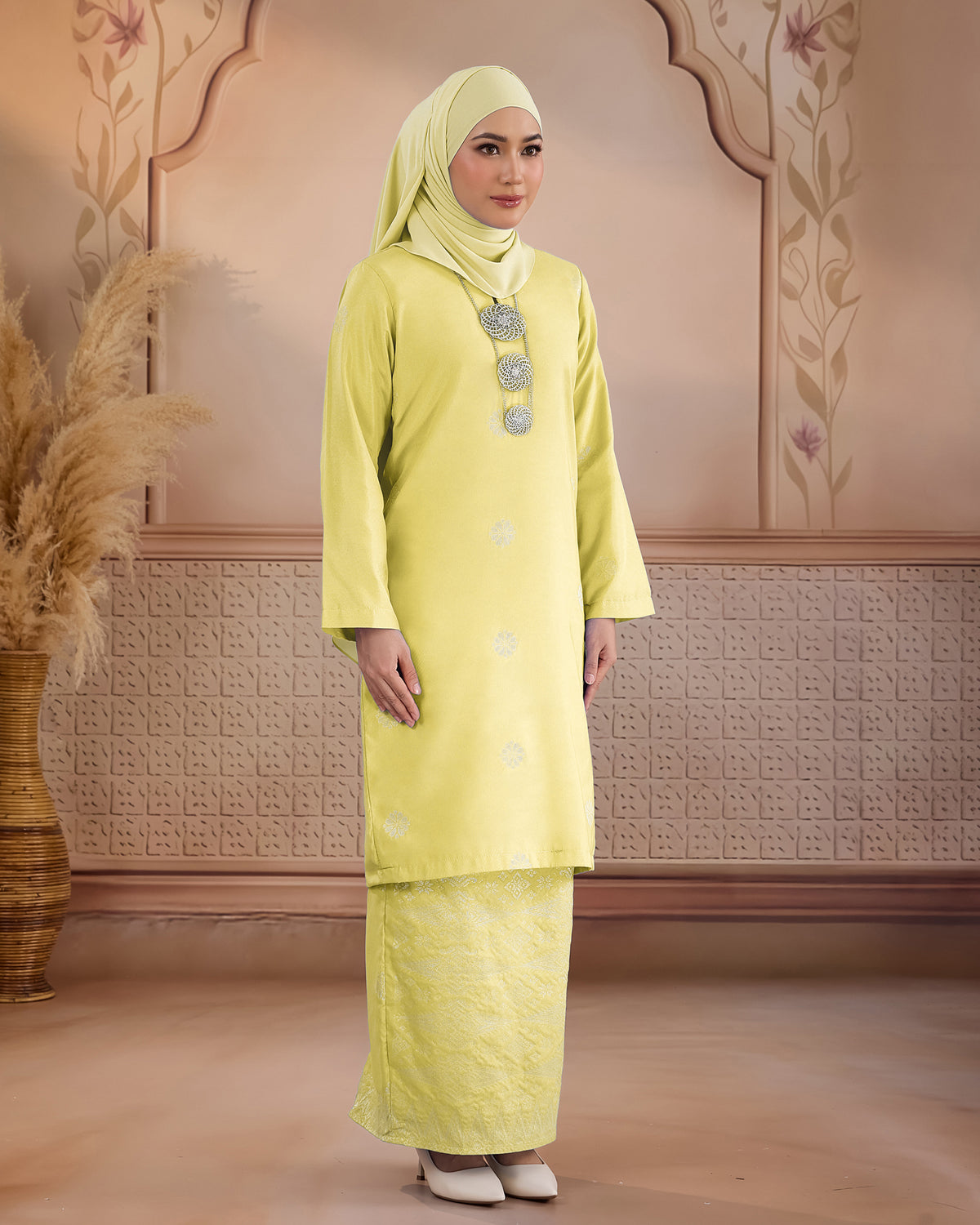 KURUNG LAYLA (MODEN) | SOFT YELLOW - SILVER