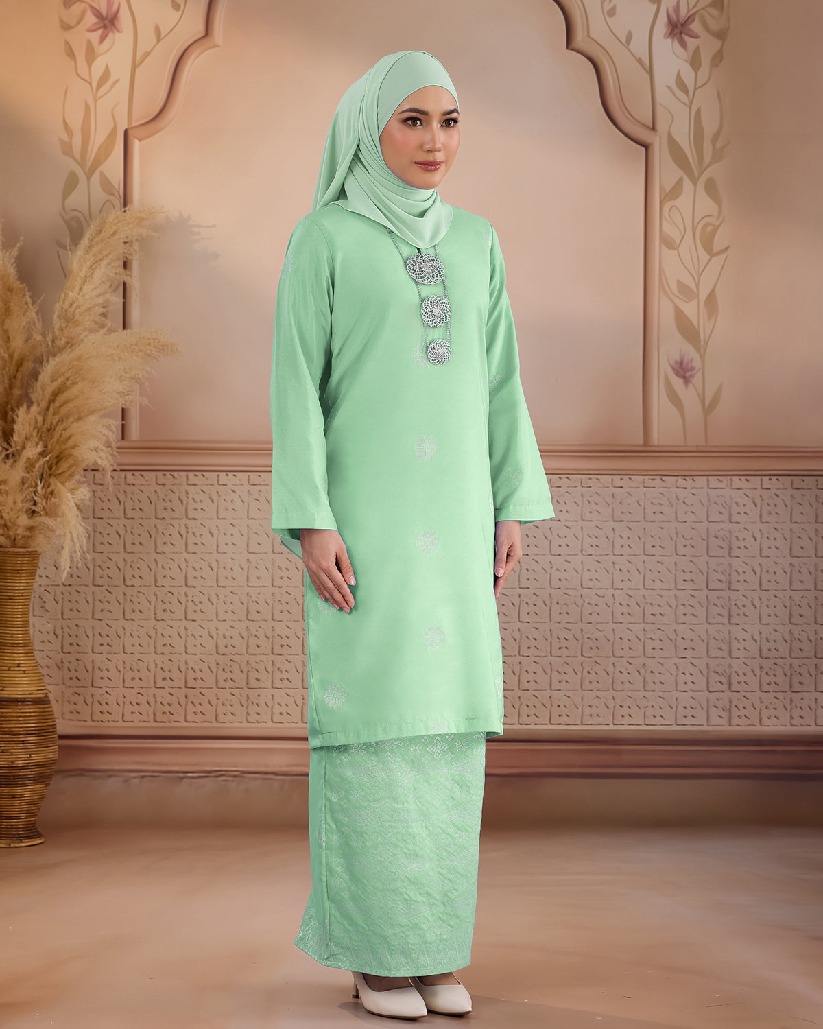 KURUNG LAYLA (MODEN) | MINT GREEN - SILVER