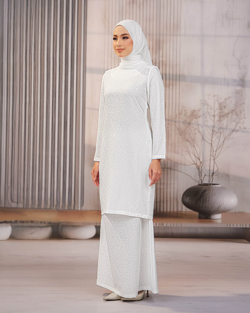 KURUNG ORKED (Moden) - Off White | Soft Premium Brocade