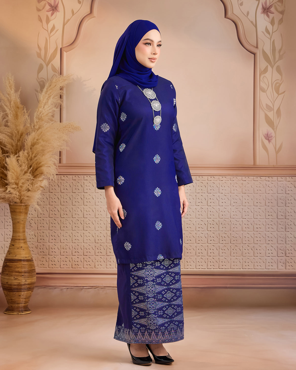 KURUNG LAYLA (MODEN) | ROYAL BLUE - SILVER