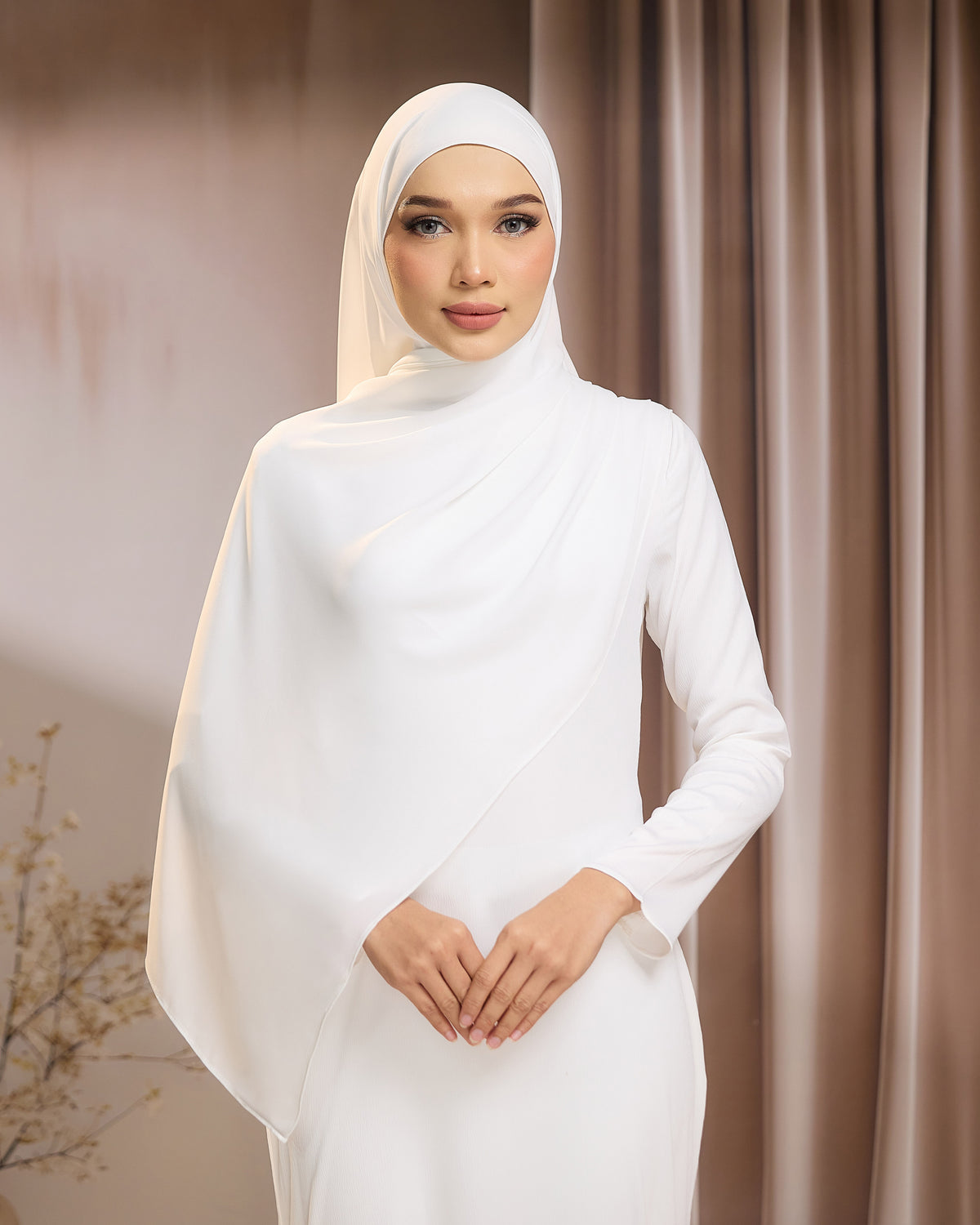 LUNA SHAWL - OFF WHITE | FLOWY TUDUNG