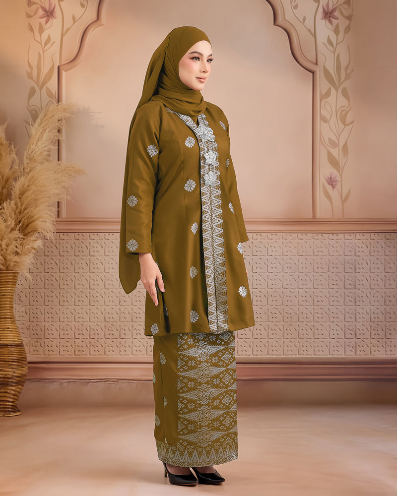 KURUNG ANGGUN (KEBAYA) | OLIVE - SILVER