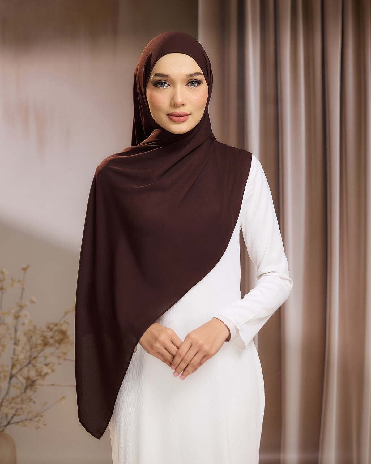 LUNA SHAWL - RICH BROWN | FLOWY TUDUNG