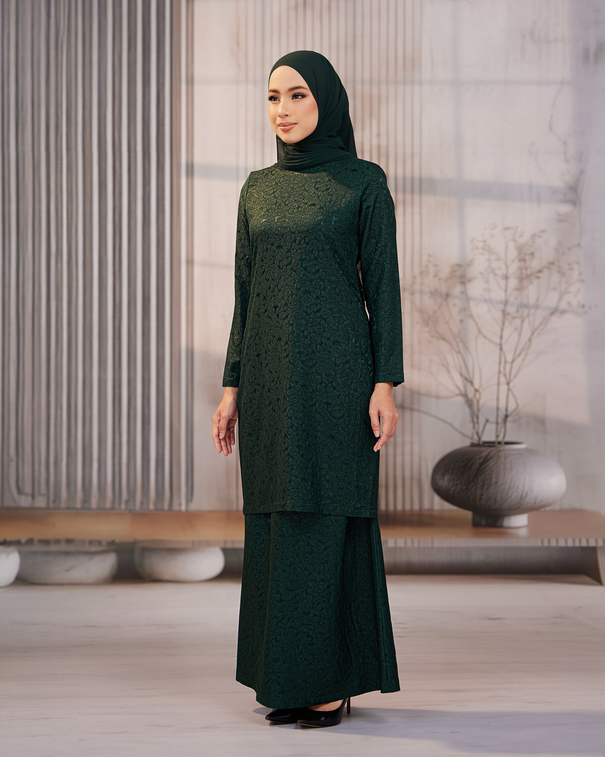 KURUNG ORKED (Moden) - Emerald Green | Soft Premium Brocade