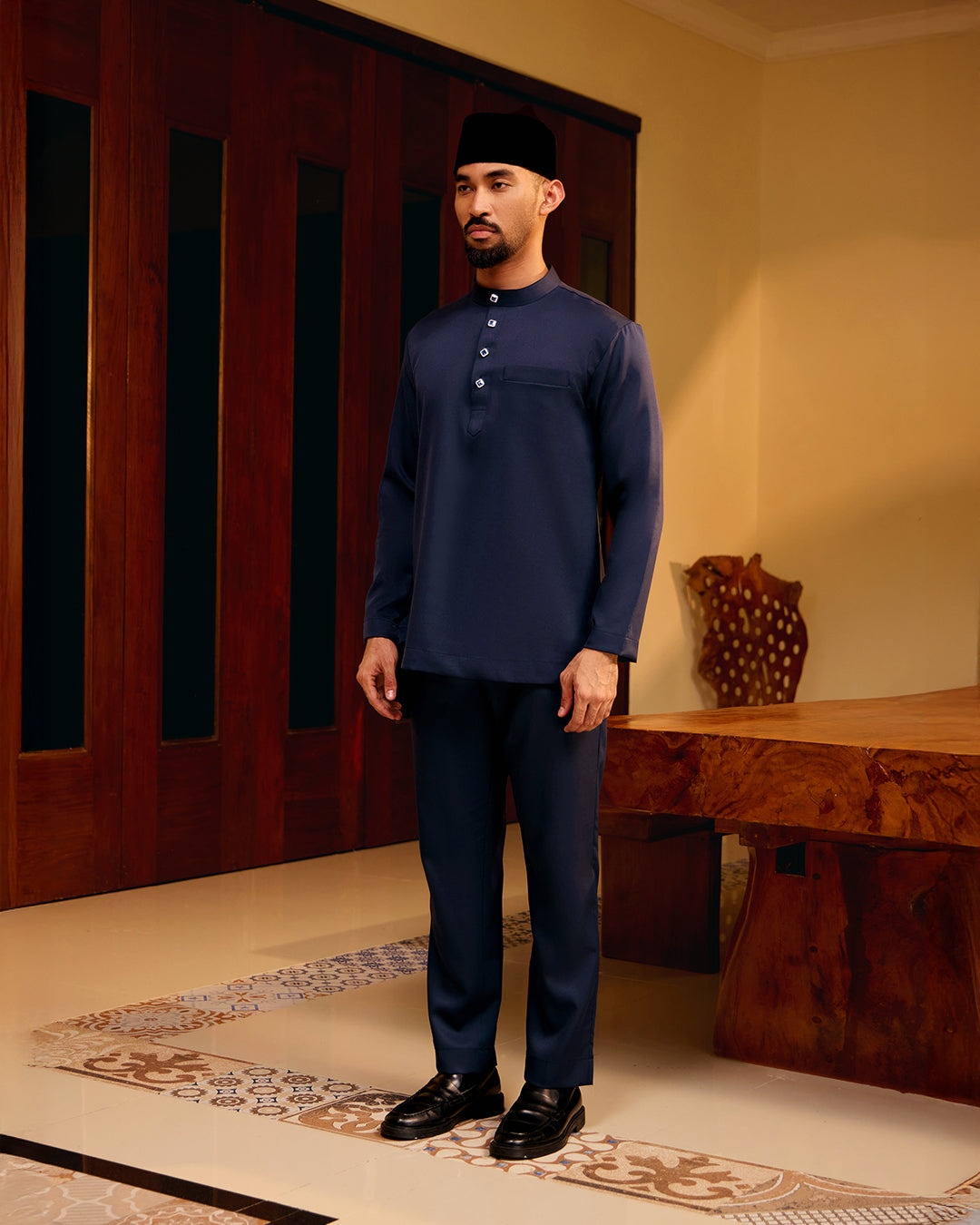 BAJU MELAYU MEGAT (CEKAK MUSANG) - NAVY BLUE (Baju Melayu ONLY)