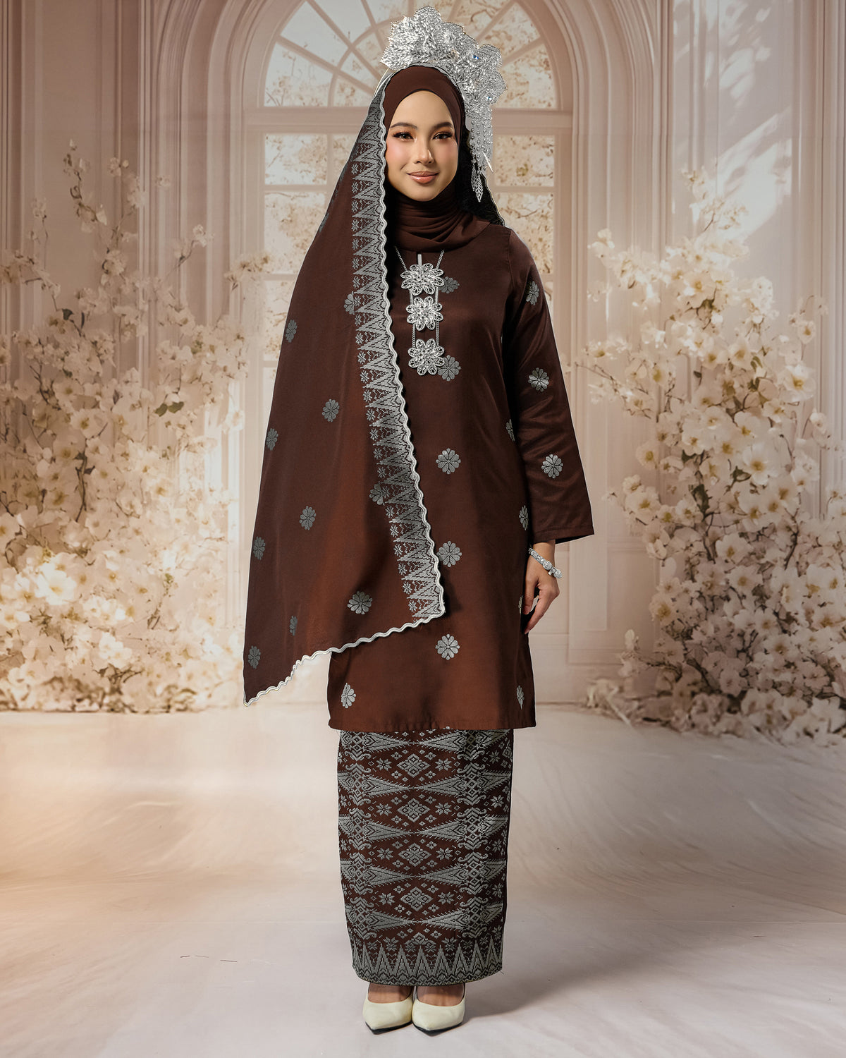 SEJIWHA SET A - BAJU MELAYU PUTRA & KURUNG LAYLA | BROWN SILVER