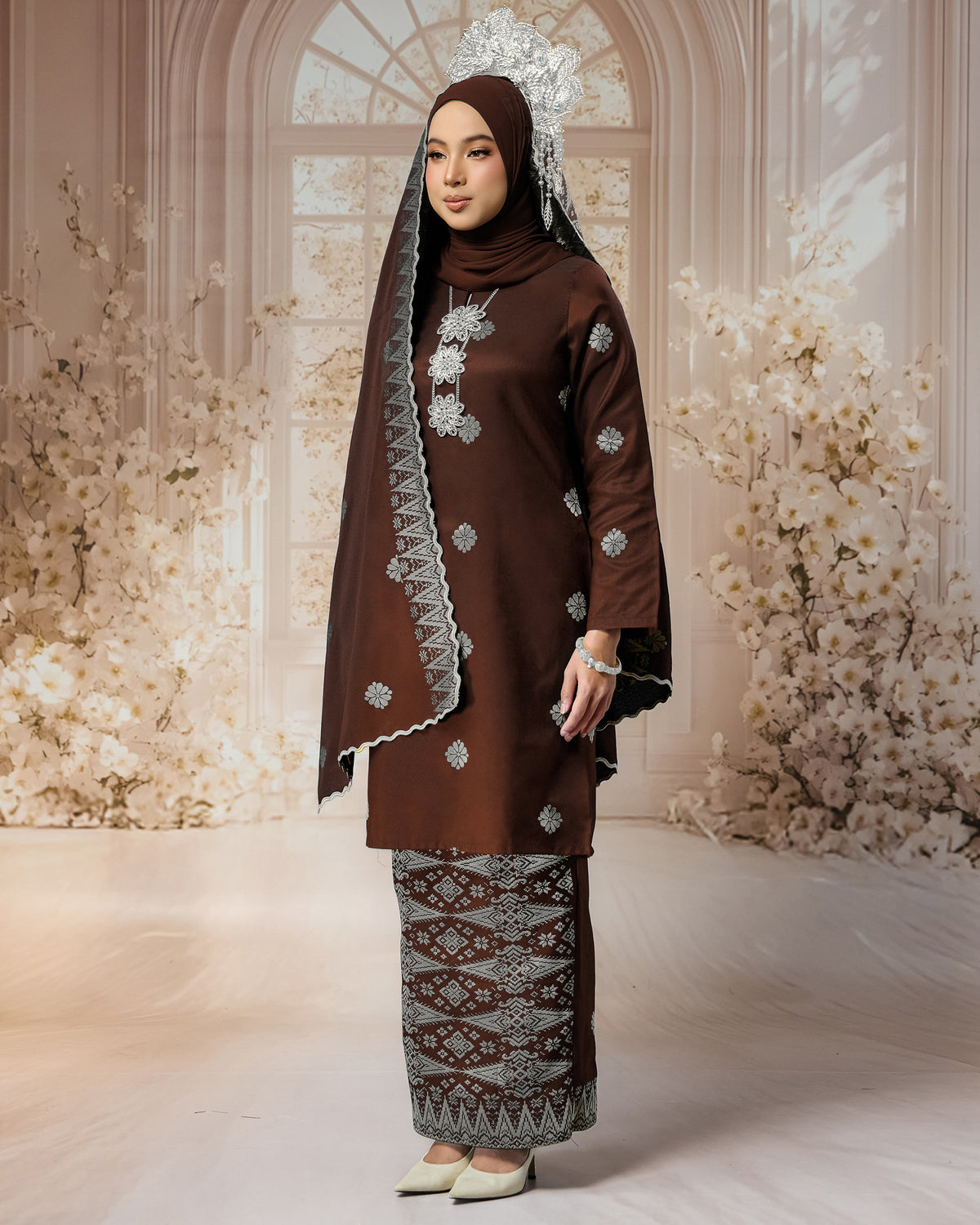 SEJIWHA SET A - BAJU MELAYU PUTRA & KURUNG LAYLA | BROWN SILVER